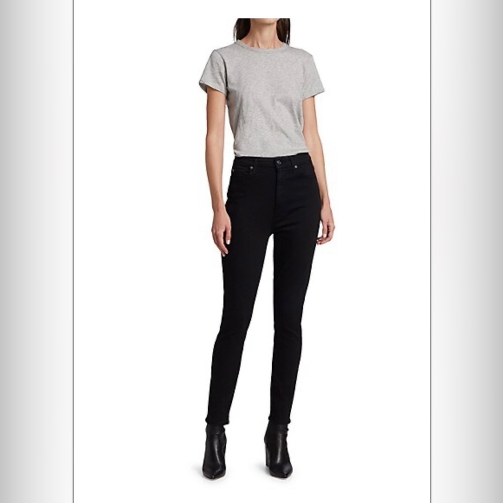 7 For All Mankind Aubrey High Rise Skinny Jeans in Slim Illusion Black